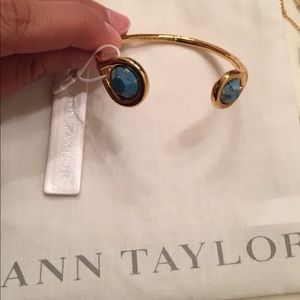 Ann Taylor gold bracelet cuff with blue stones :)